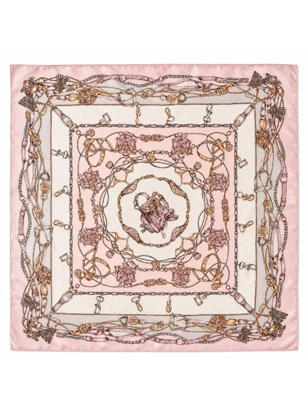 Pink Equestrian Scarf 27x27 Satin Polyester Western Wild Rag Horse Tack Print